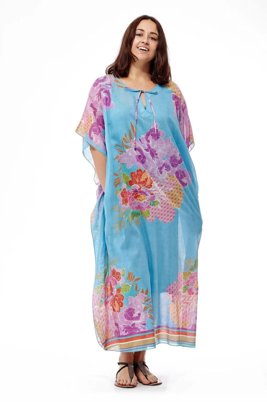 La Cera™ 100% Cotton Border Print Caftan