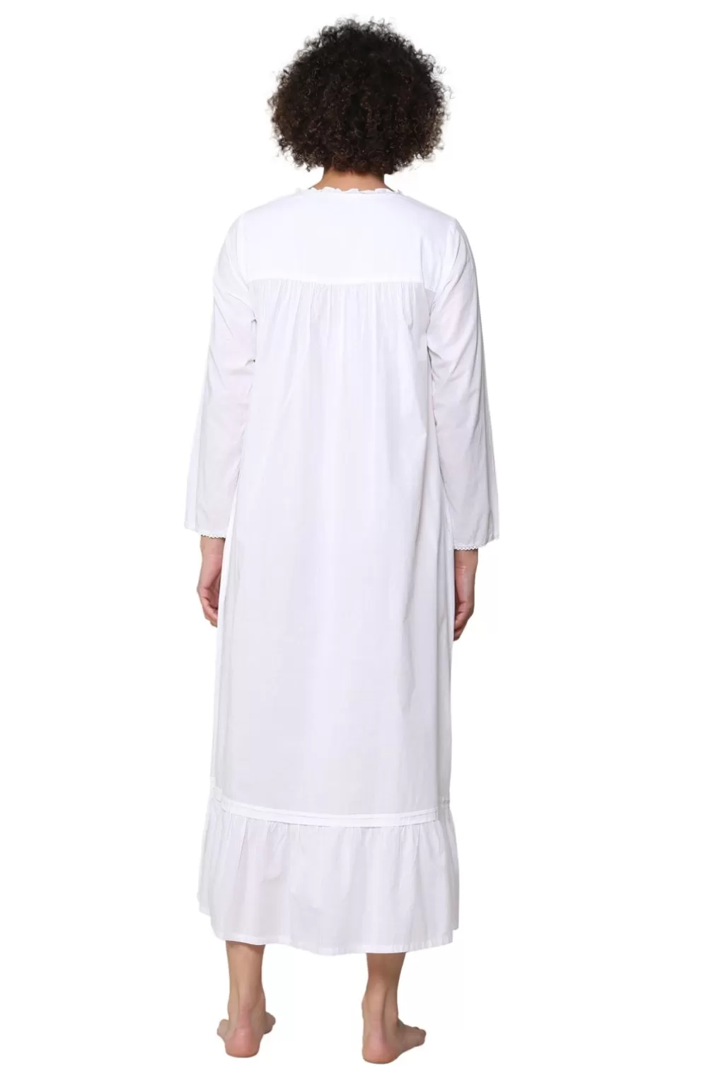 La Cera™ 100% Cotton Embroidered Long Sleeve Gown