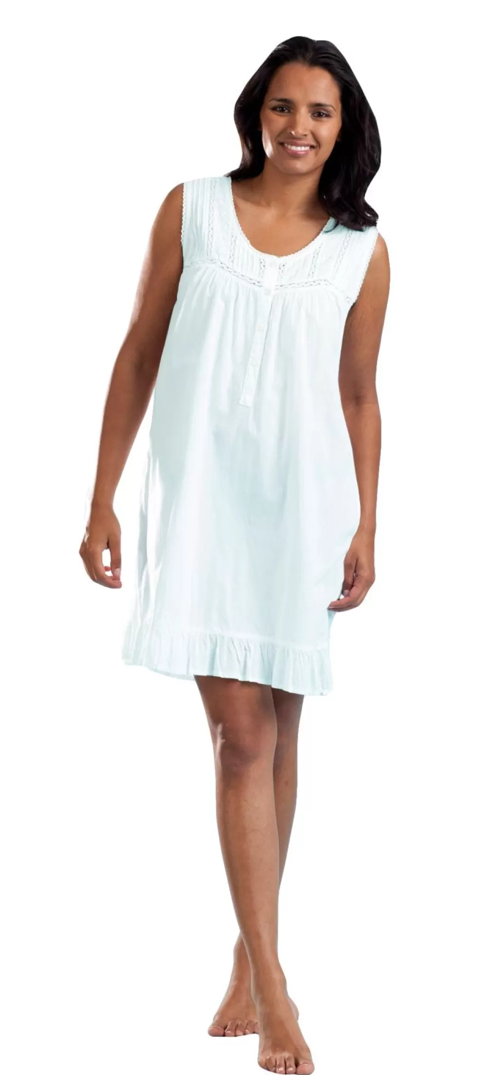 La Cera™ 100% Cotton Embroidered Scoop Neck Chemise