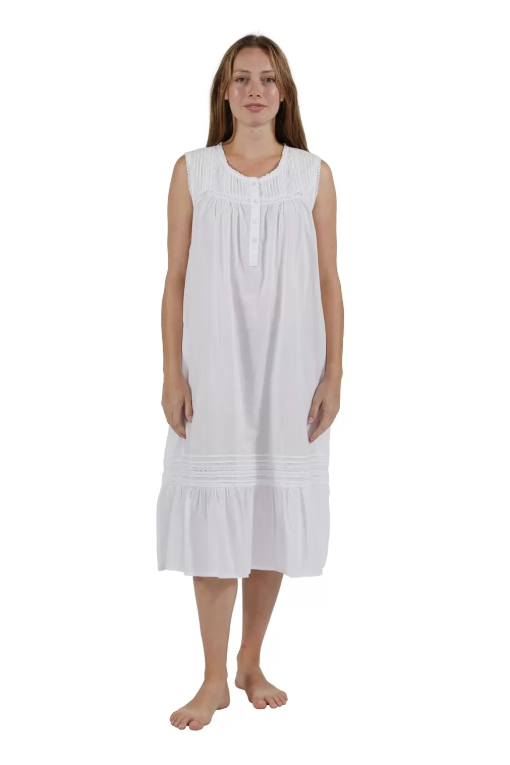 La Cera™ 100% Cotton Embroidered Scoop Neck Gown