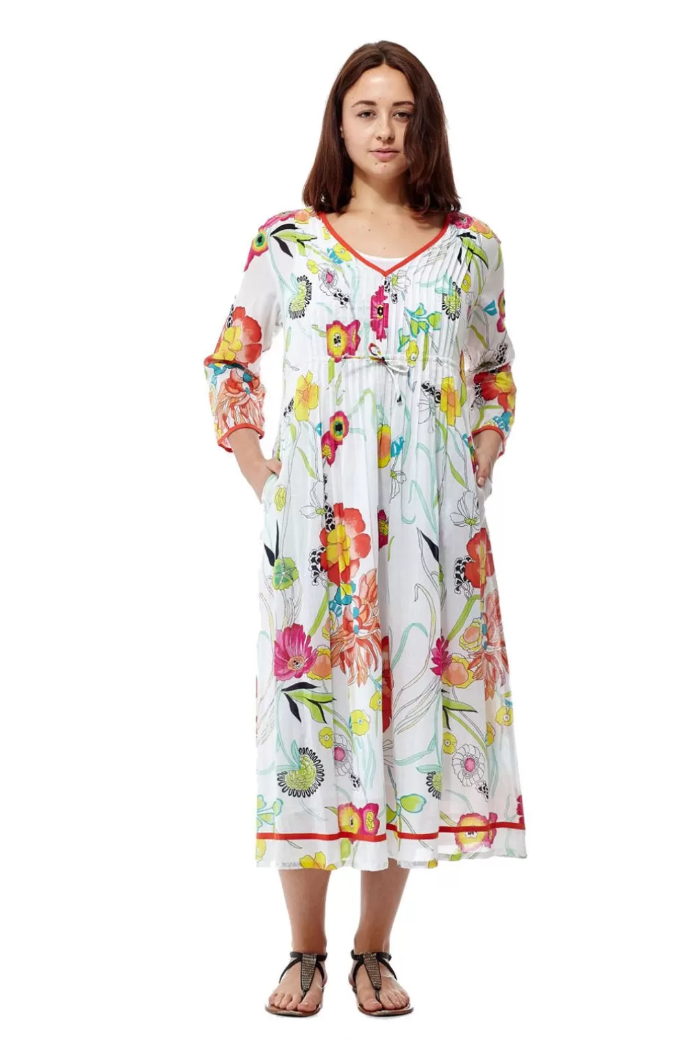 La Cera™ 100% Cotton Floral Print Caftan