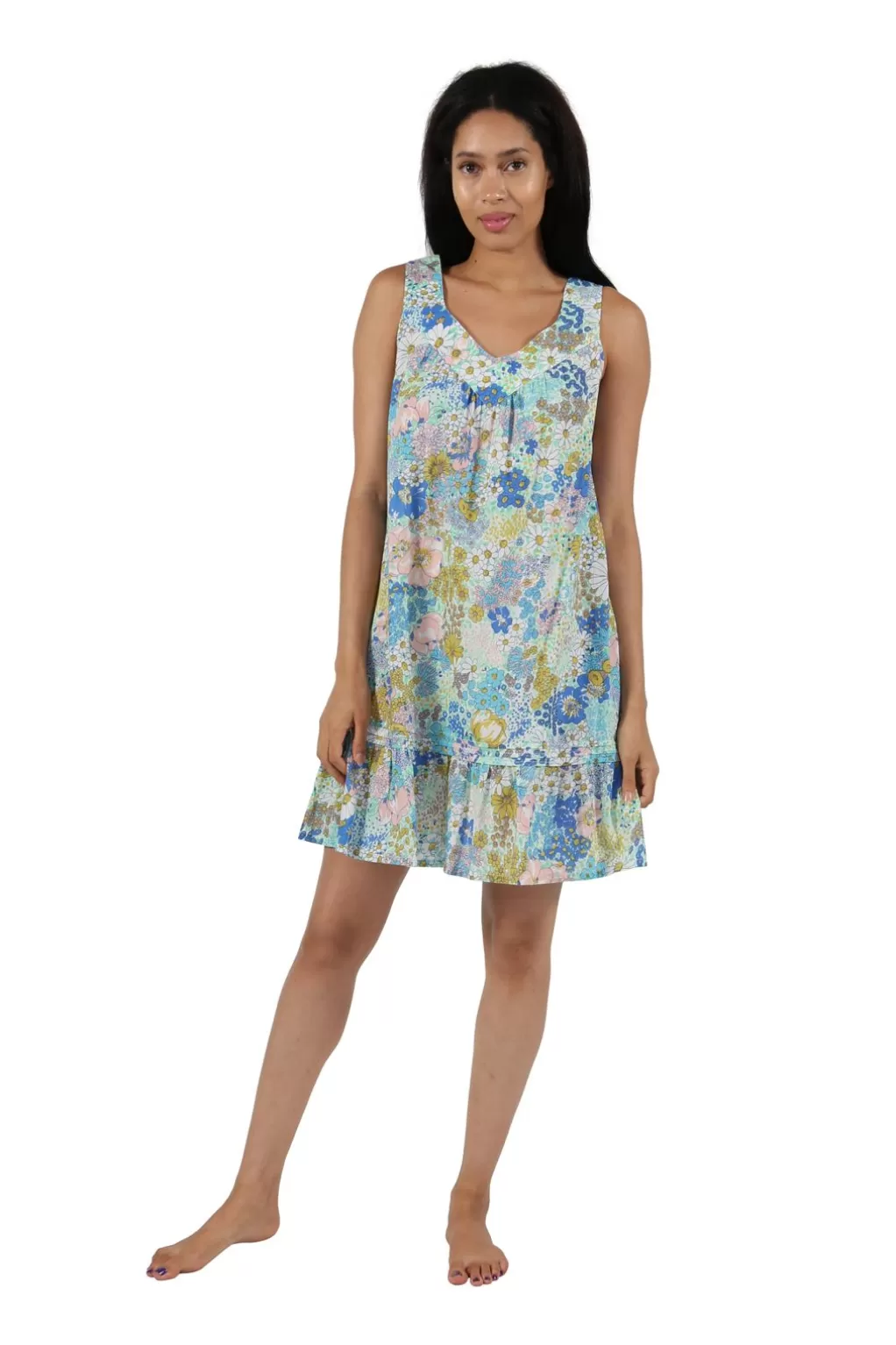 La Cera™ 100% Cotton Floral Print Chemise