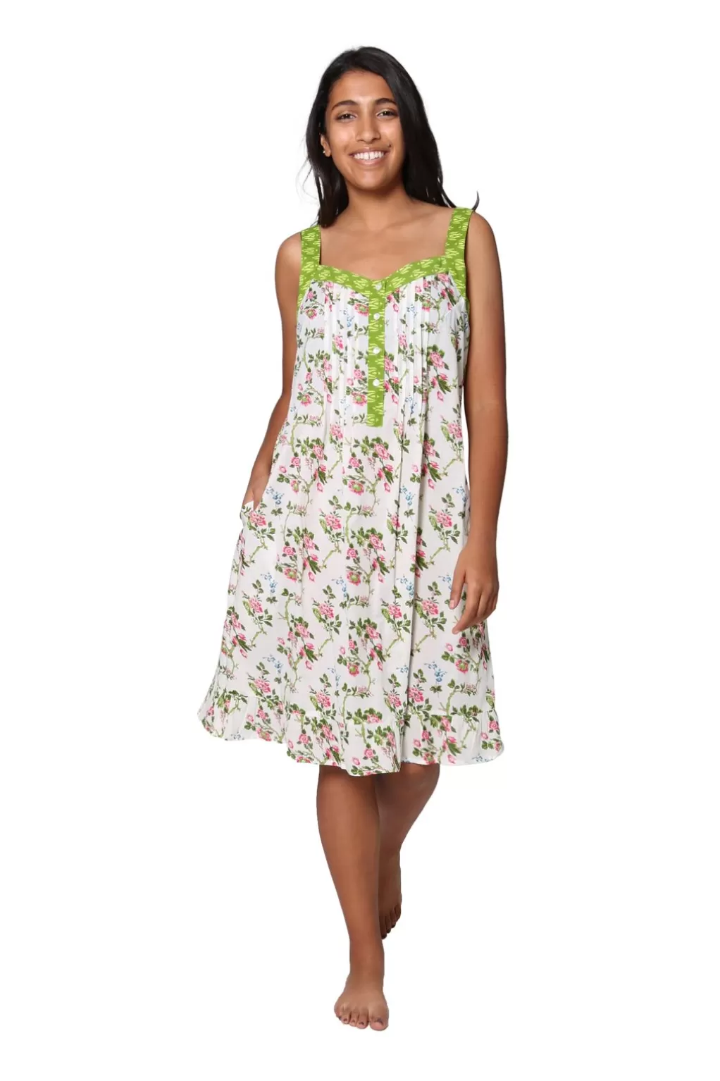 La Cera™ 100% Cotton Floral Print Chemise