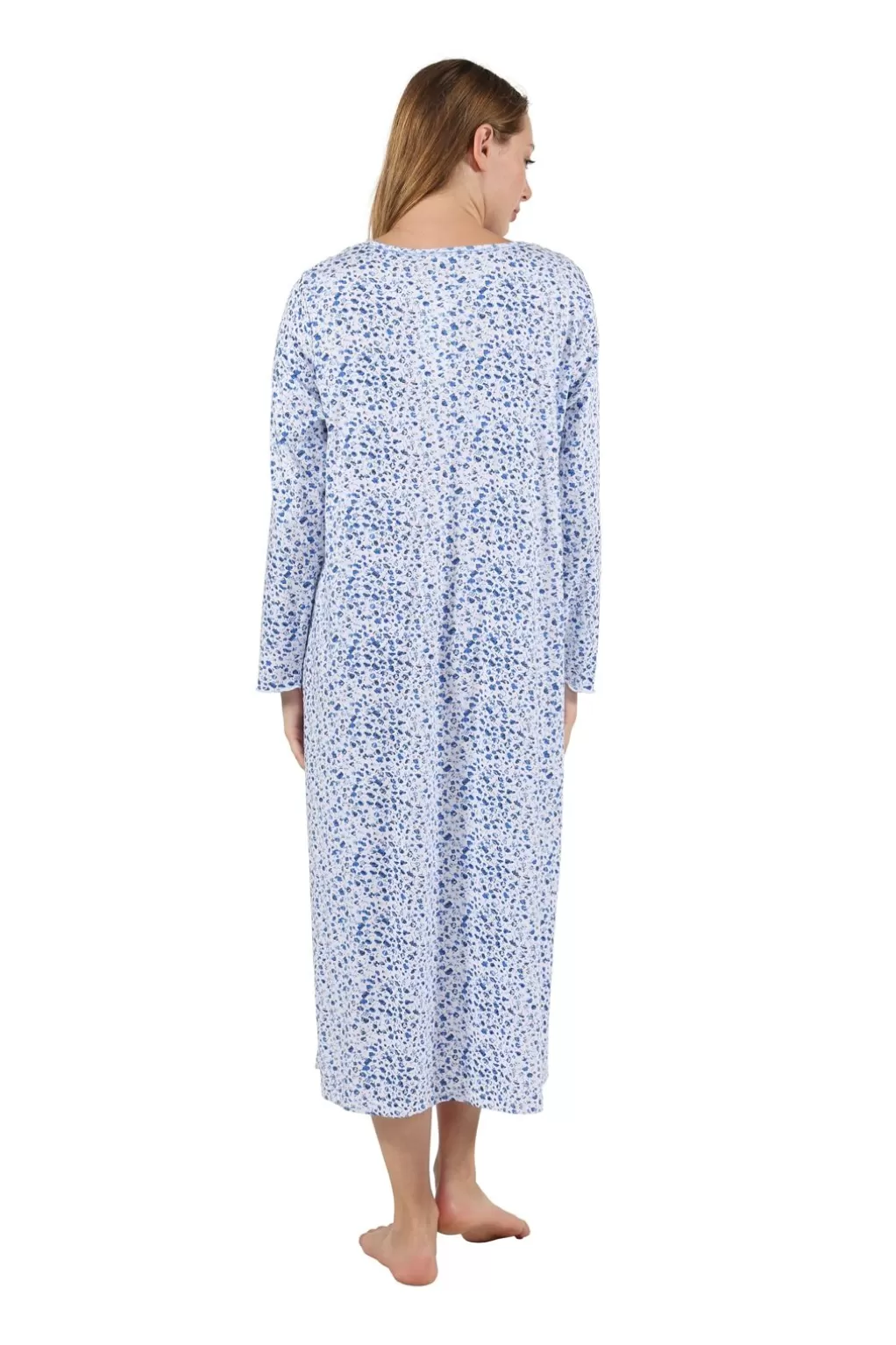 La Cera™ 100% Cotton Mini Floral Cotton Knit Gown