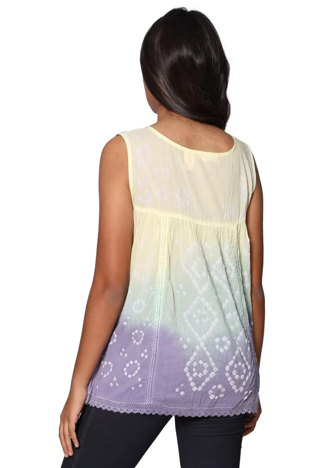 La Cera™ 100% Cotton Ombre Tie Dyed Top