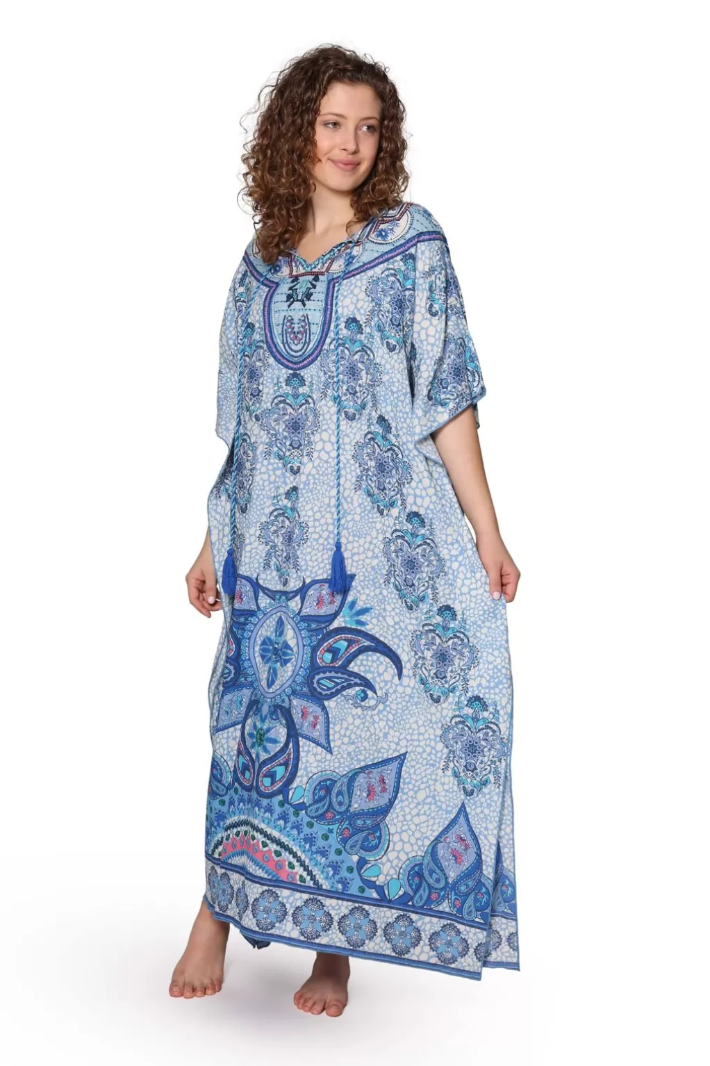 La Cera™ 100% Cotton Paisley Print Caftan