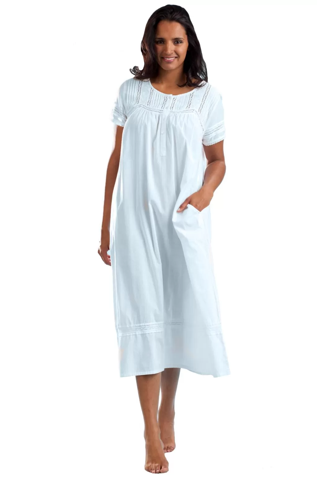 La Cera™ 100% Cotton Pearls & Lace Embroidered Gown