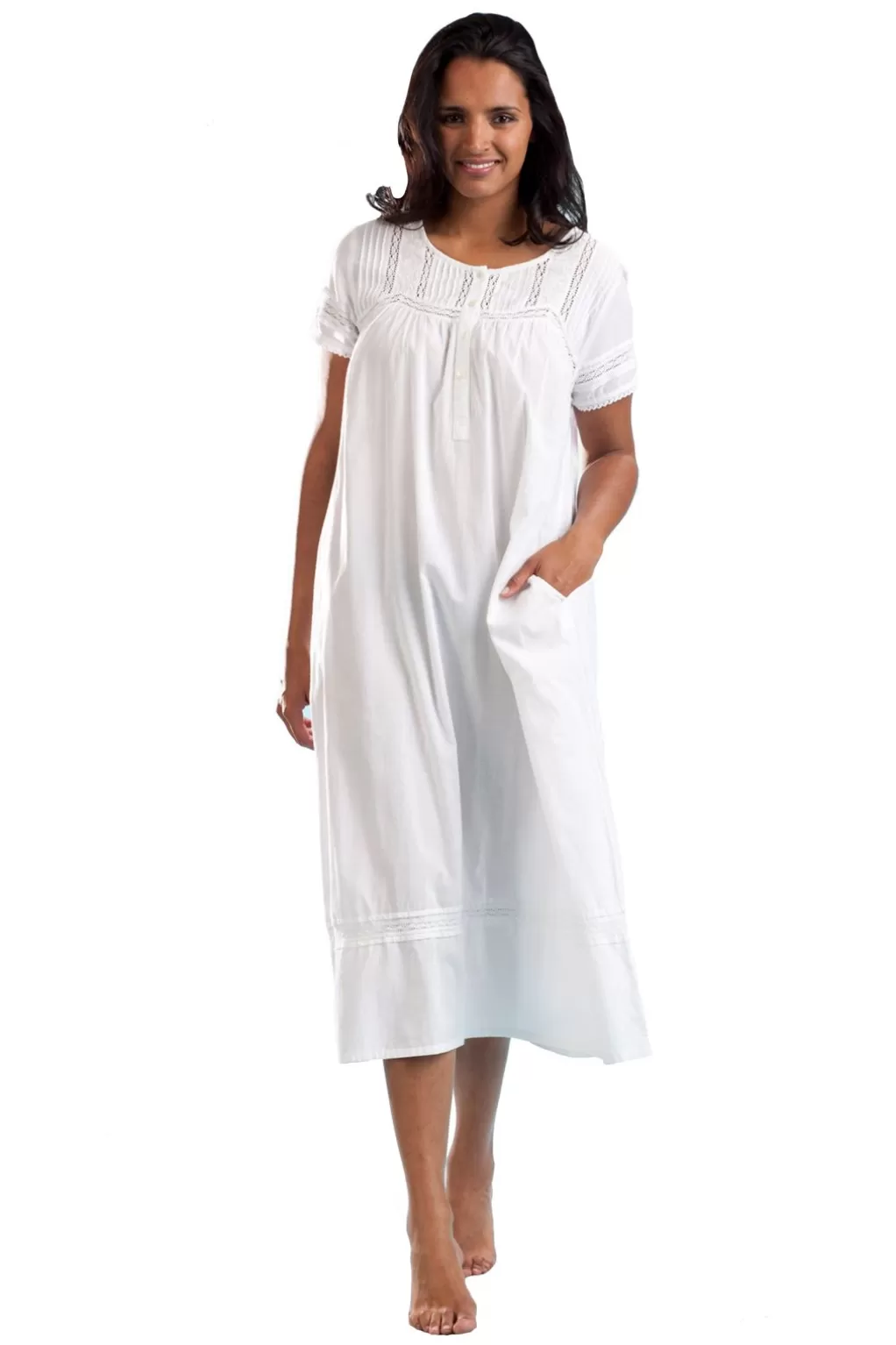 La Cera™ 100% Cotton Pearls & Lace Embroidered Gown