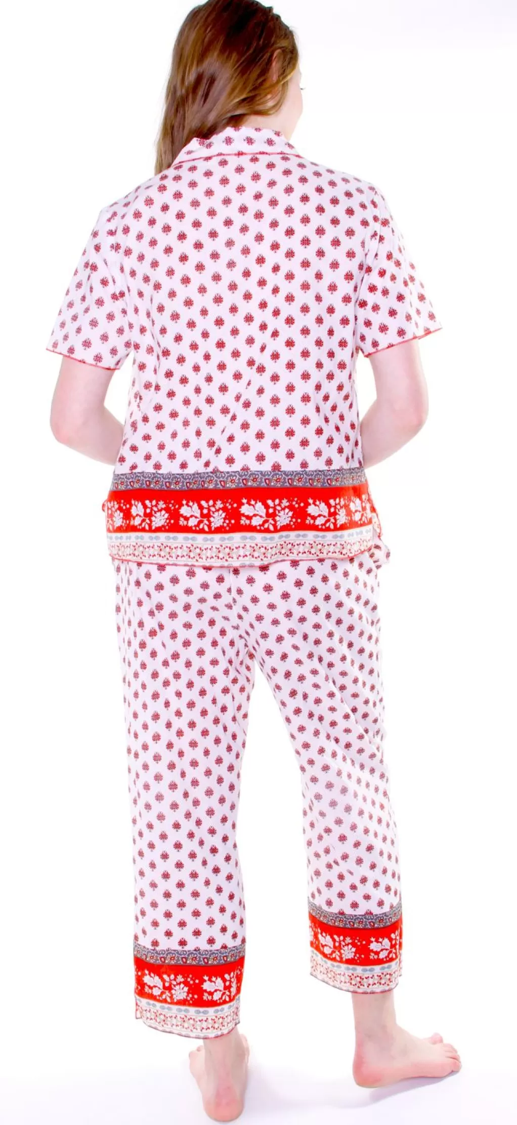 La Cera™ 100% Cotton Red And White Pjs