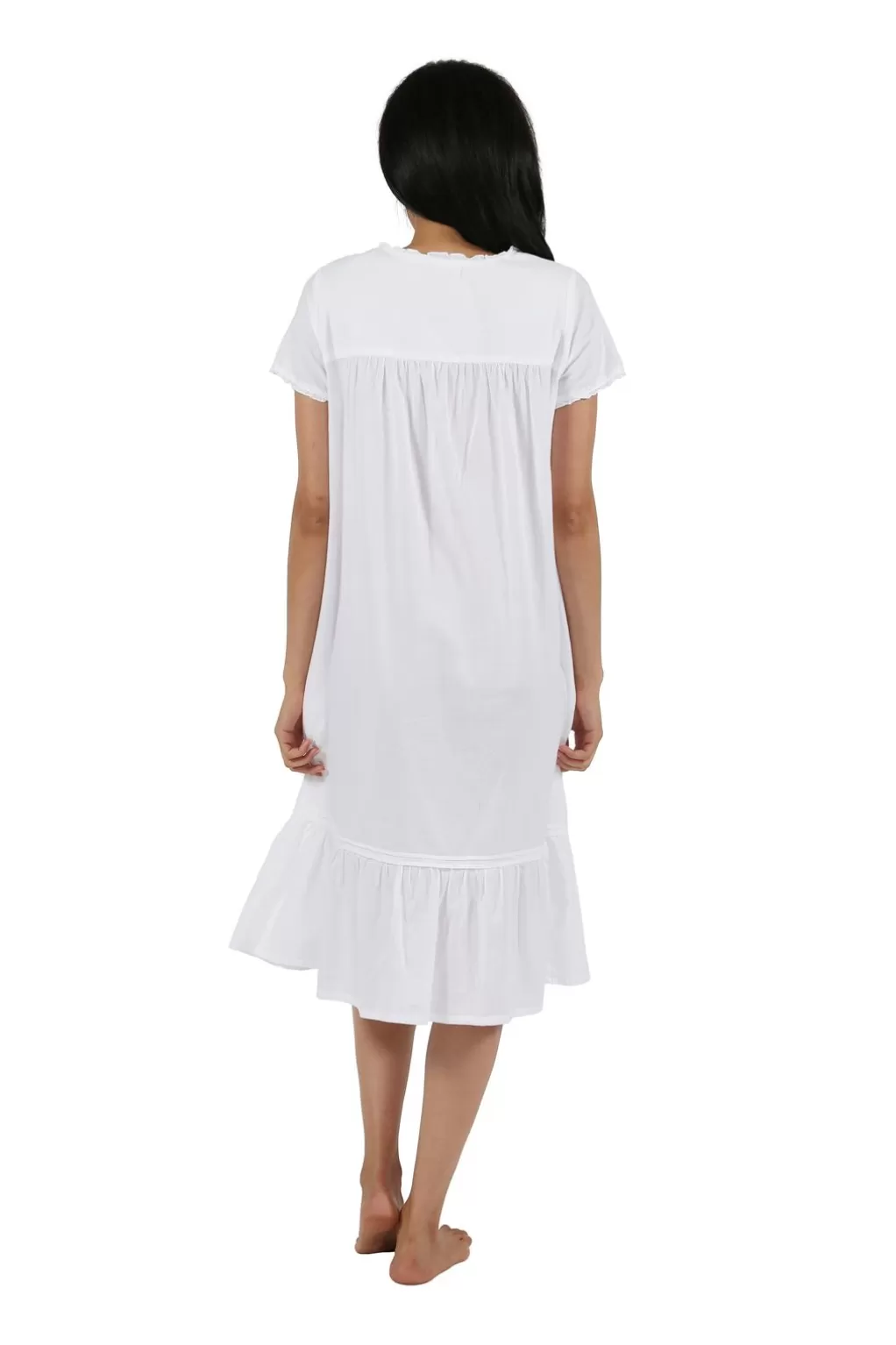 La Cera™ 100% Cotton Short Sleeve Embroidered Gown
