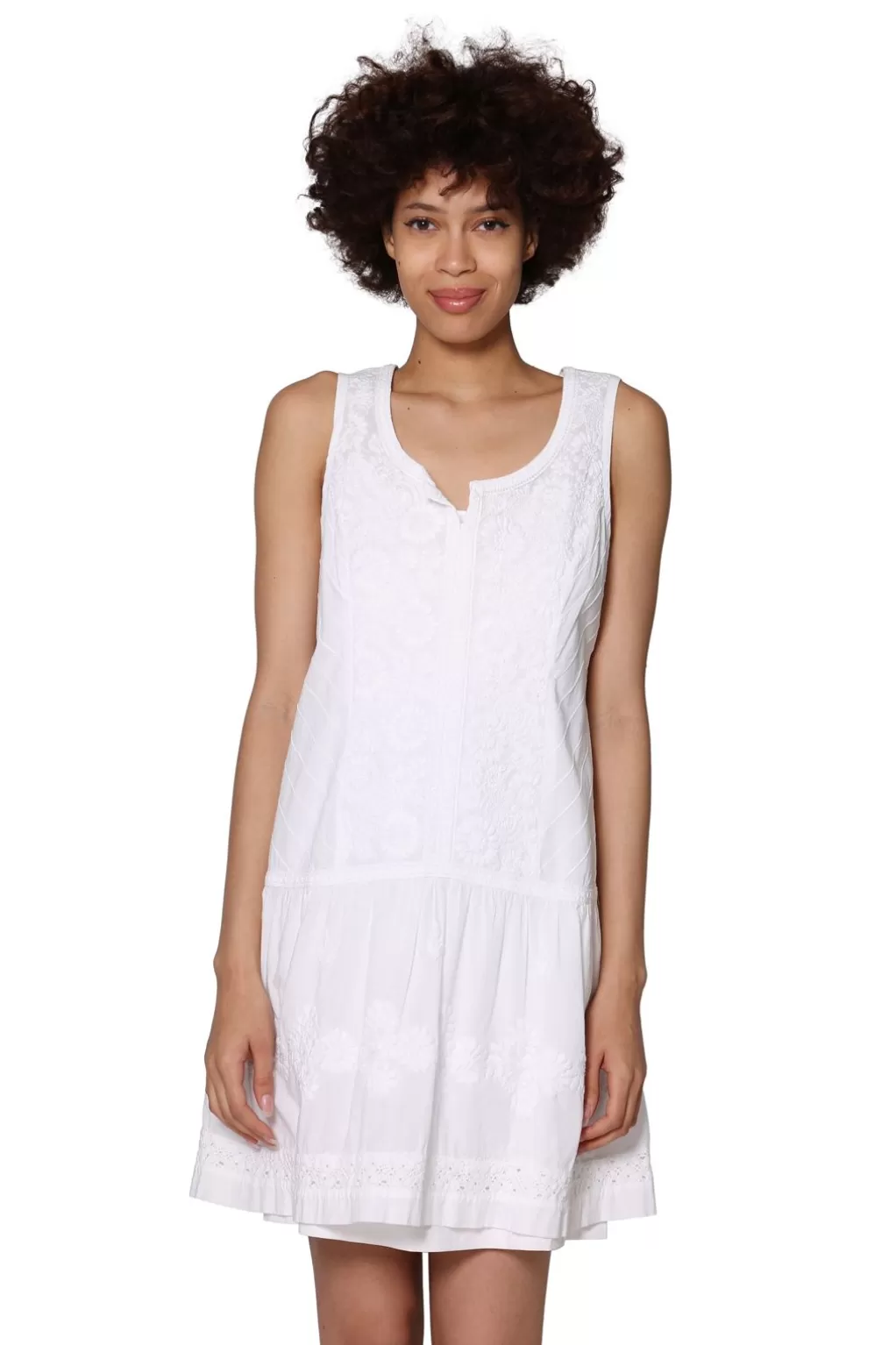 La Cera™ 100% Cotton Sleeveless Drop Waist Chemise
