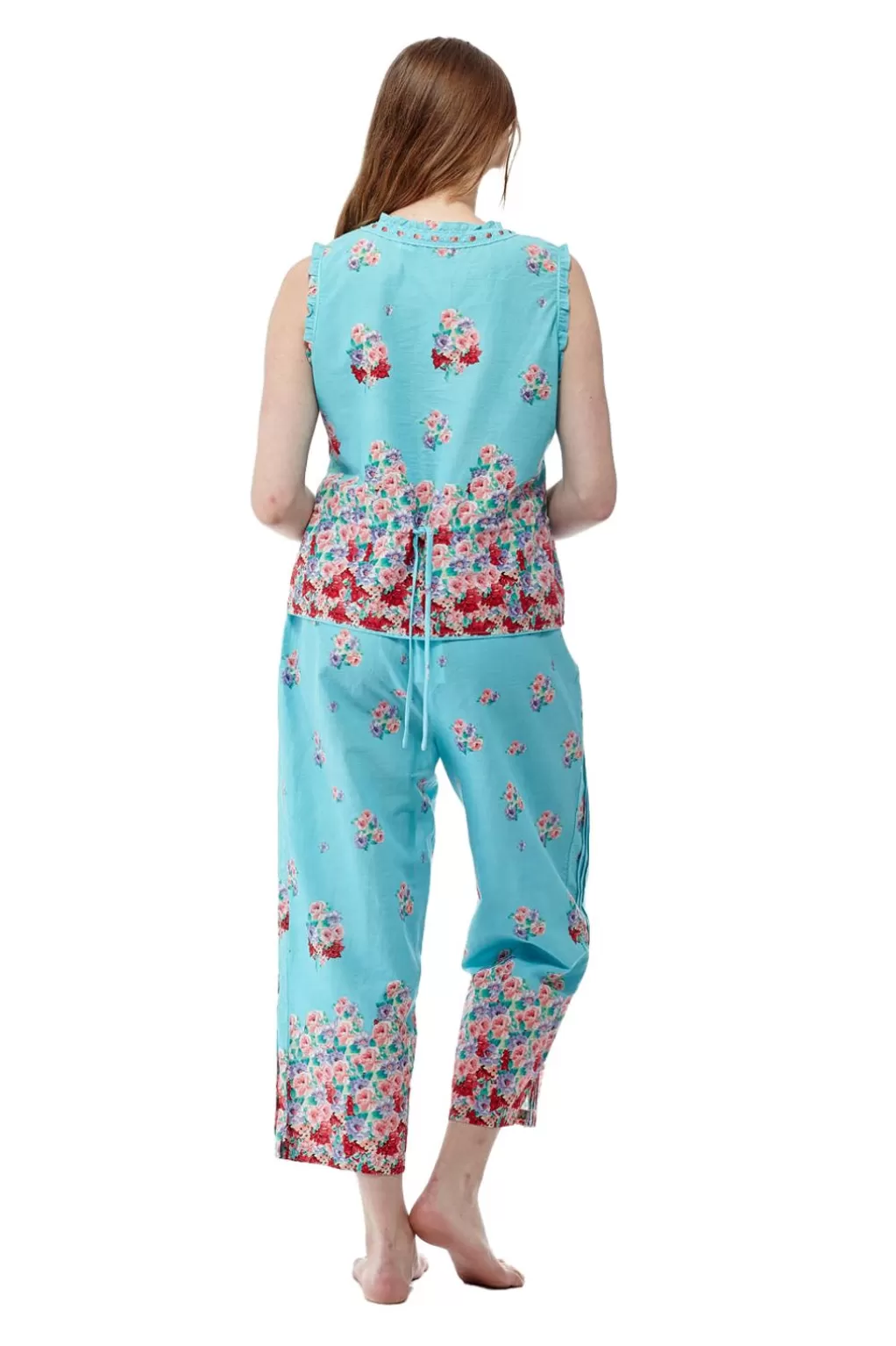 La Cera™ 100% Cotton Sleeveless Floral Pjs
