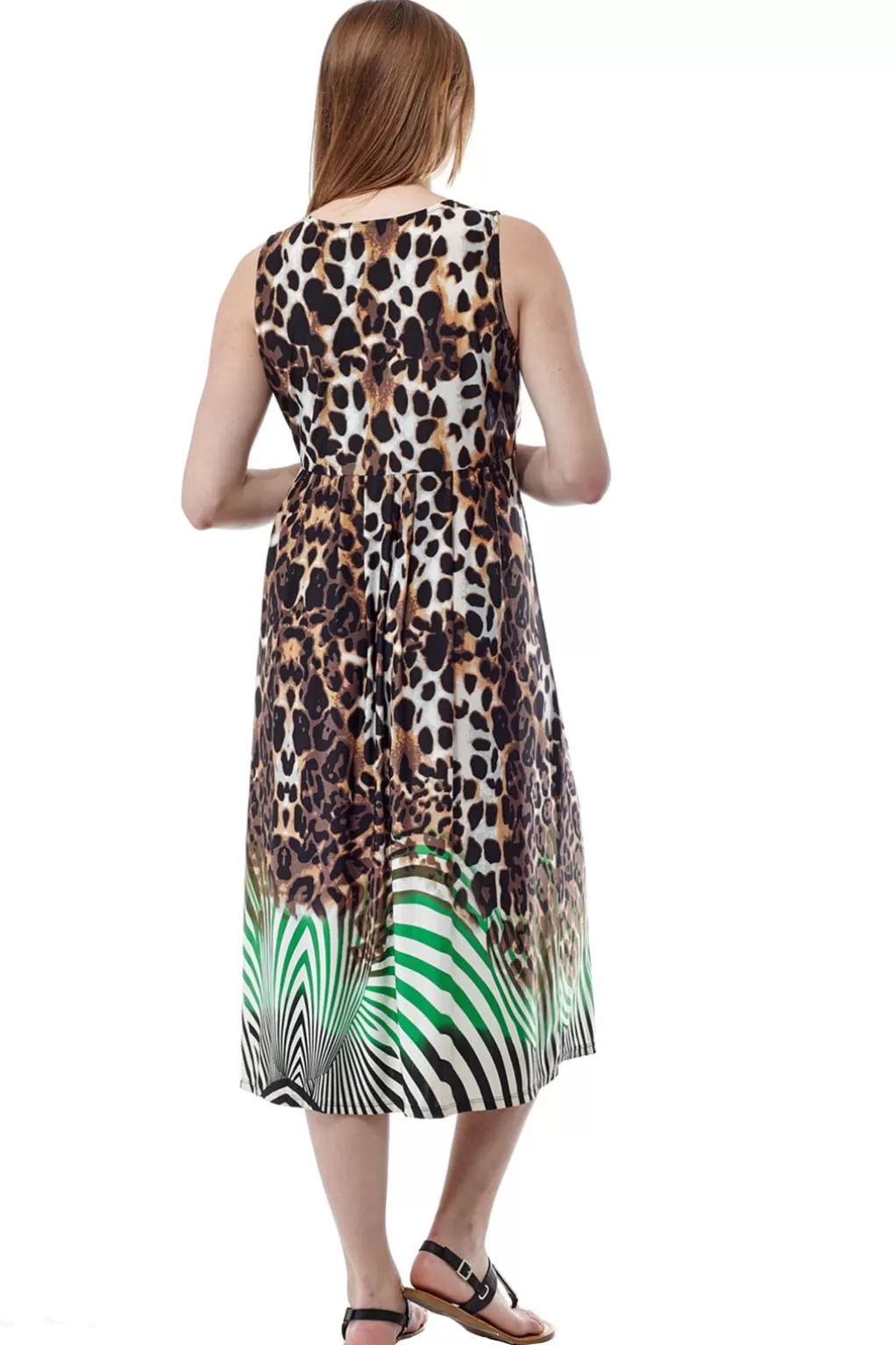 La Cera™ Animal Print Sleeveless Maxi Dress