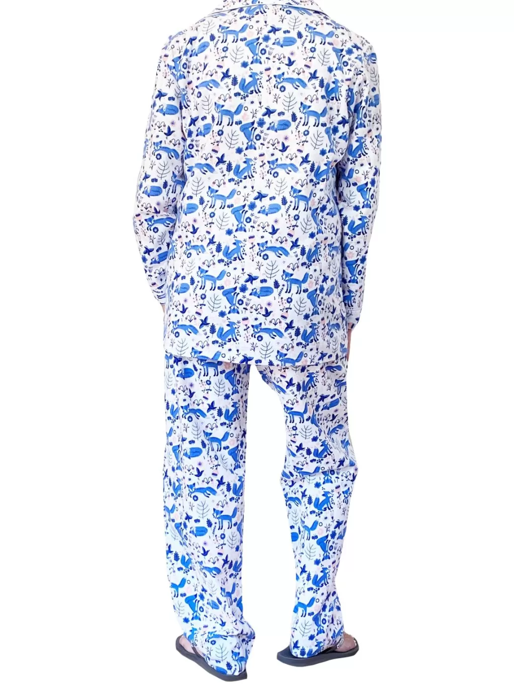 La Cera™ Blue Fox Flannel Pajama Set