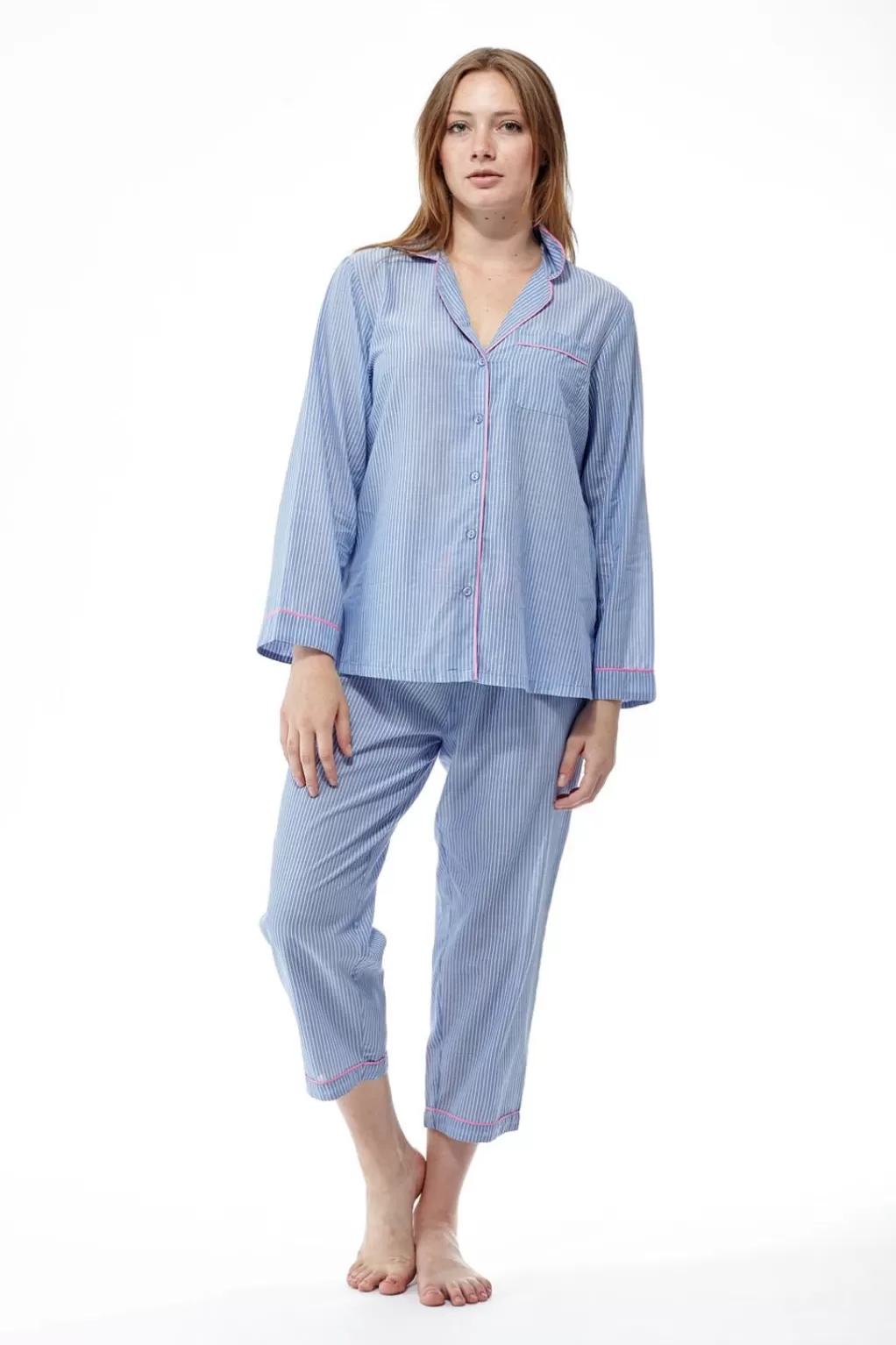 La Cera™ Blue Striped Plus Size Pajamas