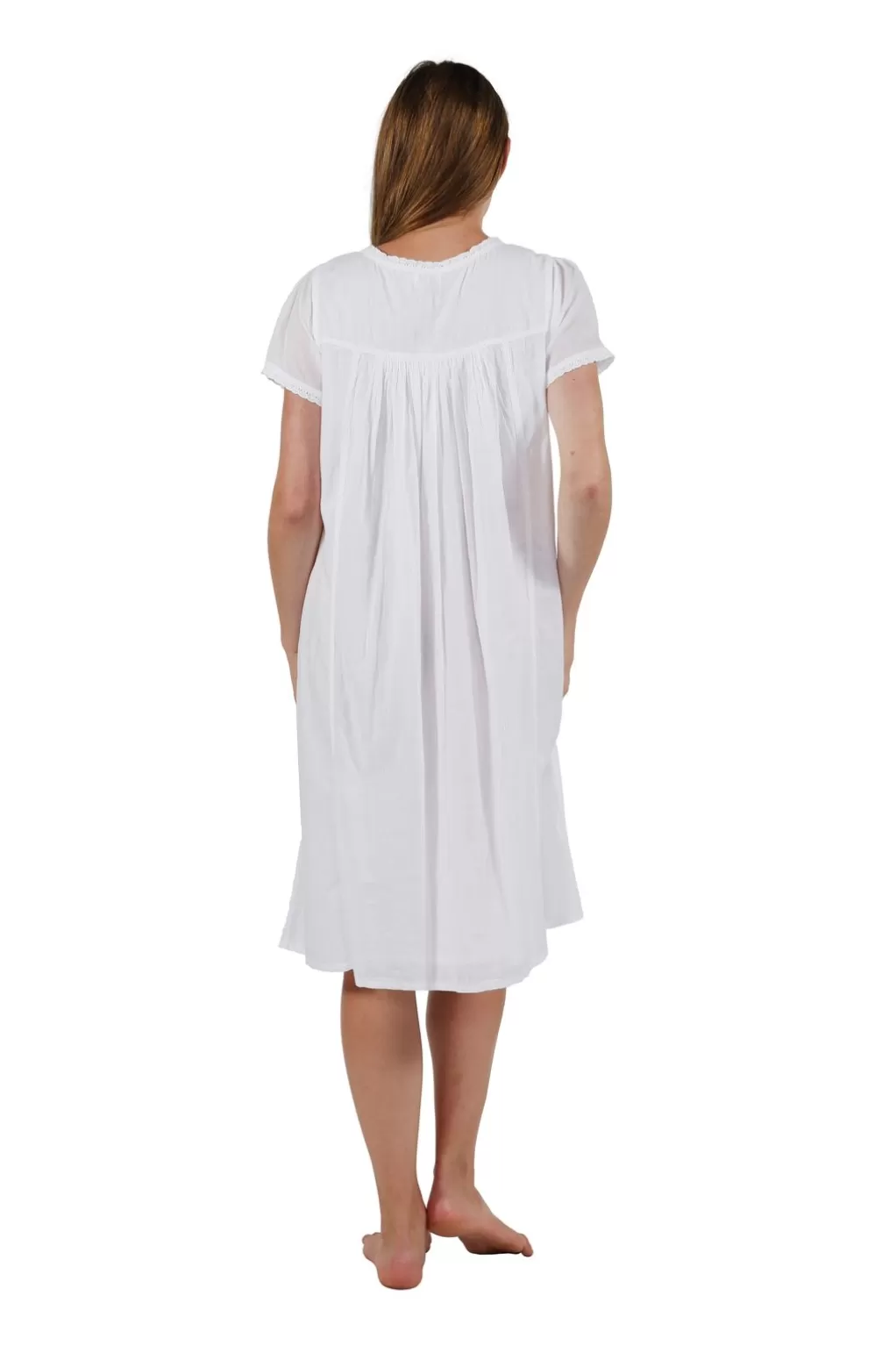 La Cera™ Cap Sleeve 100% Cotton White Embroidered Chemise