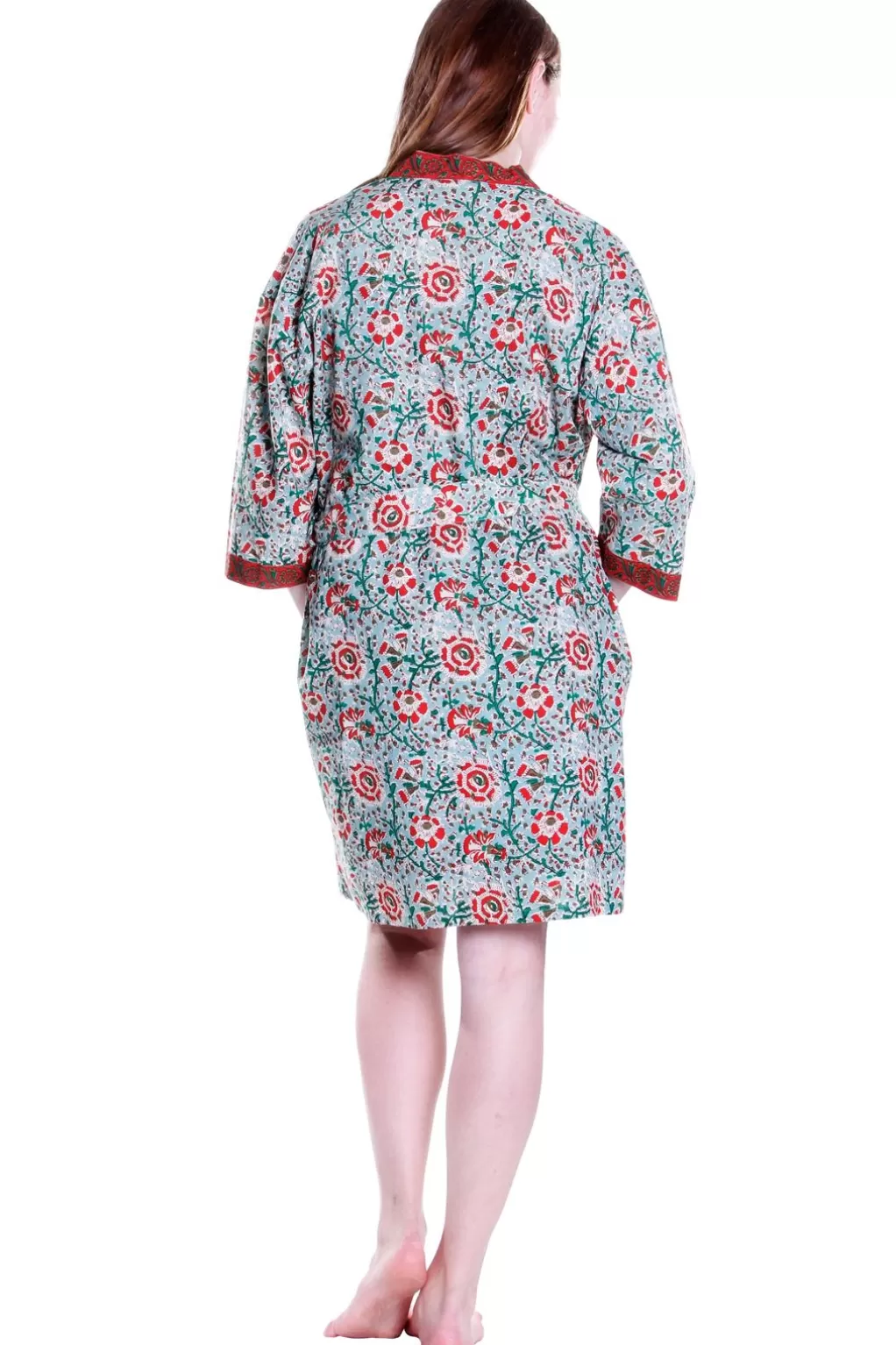 La Cera™ Cotton Celadon/Red Robe