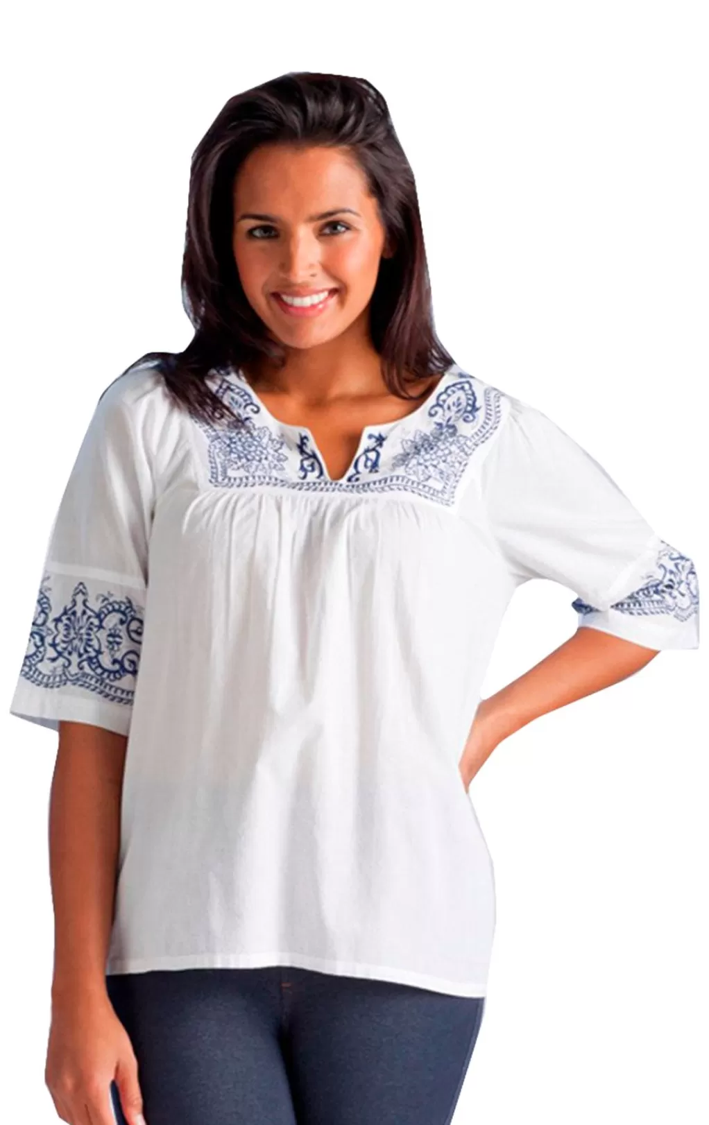 La Cera™ Embroidered Yoke Top