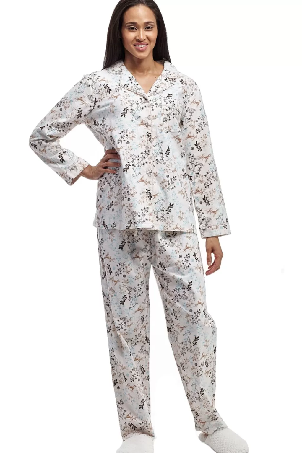 La Cera™ Flannel Long Sleeve Pajama Set