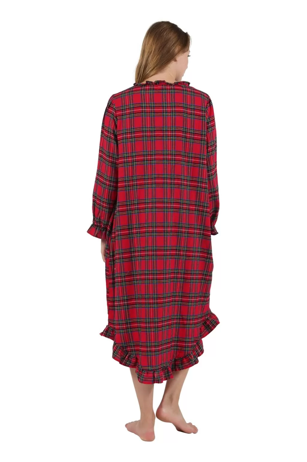 La Cera™ Flannel Plaid Night Gown
