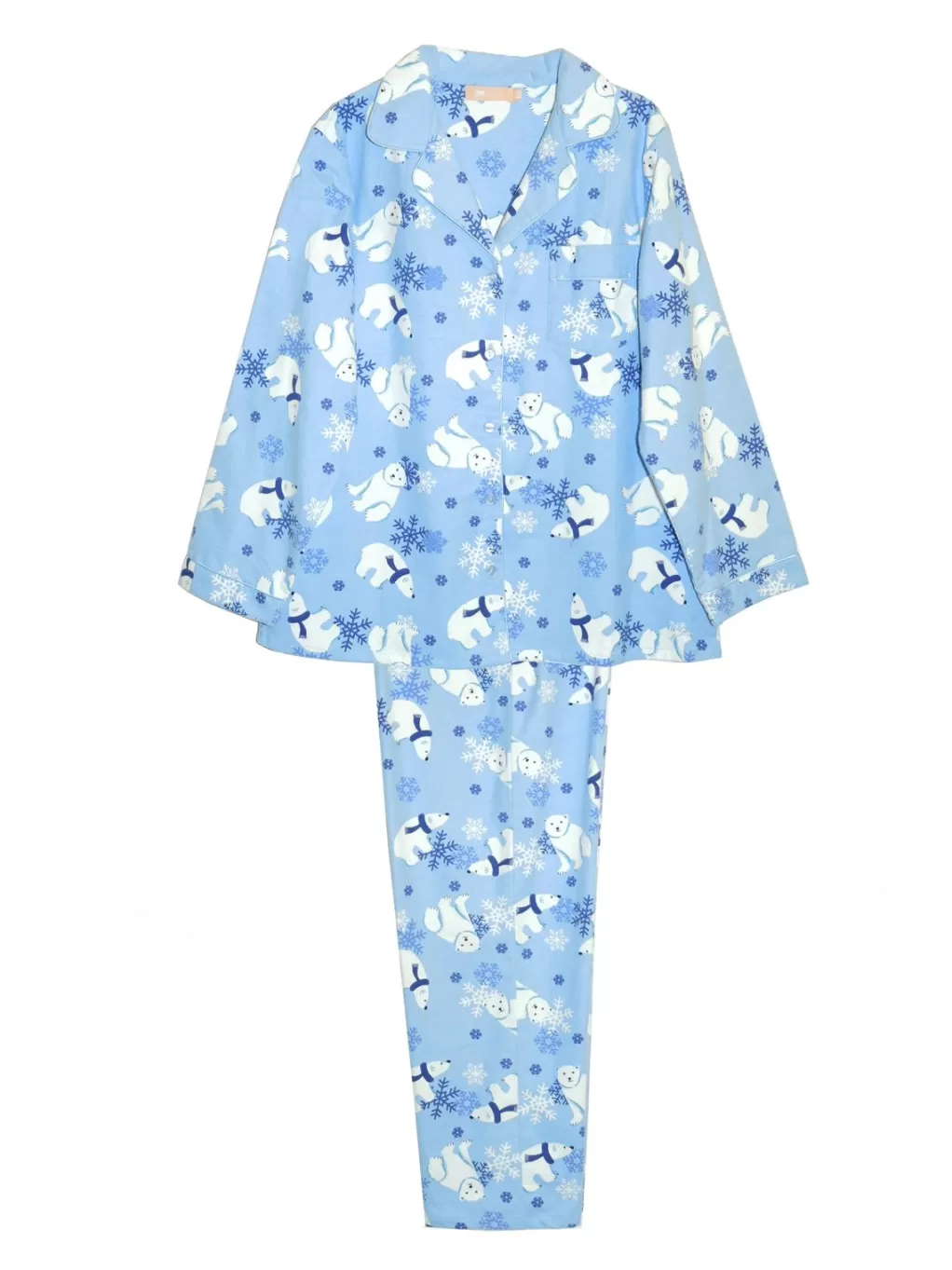 La Cera™ Flannel Polar Bear Plus Size Pajama Set