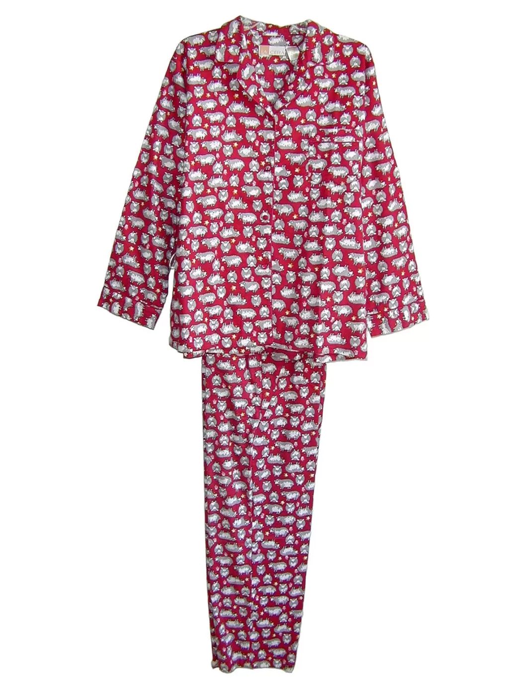 La Cera™ Flannel Sheep Print Plus Size Pajama Set