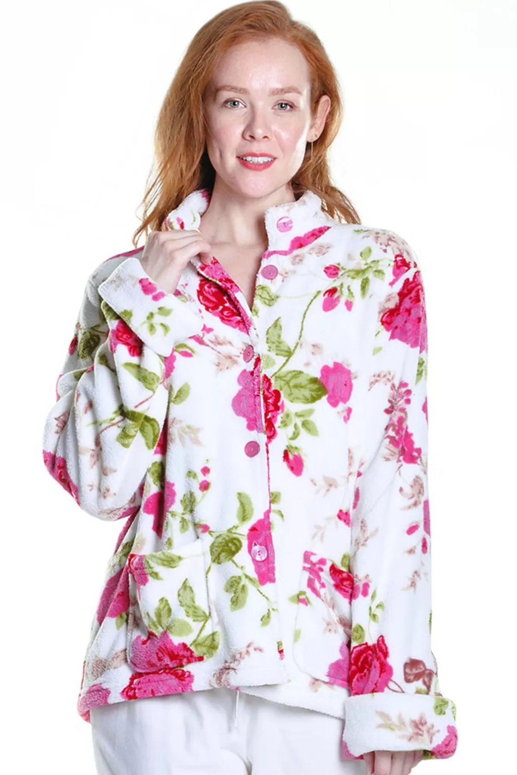La Cera™ Floral Fleece Bed Jacket