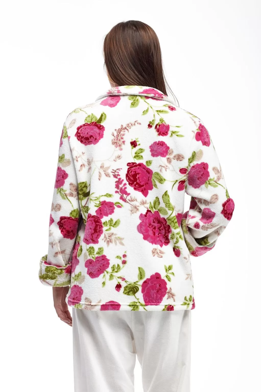 La Cera™ Floral Fleece Plus Size Bed Jacket