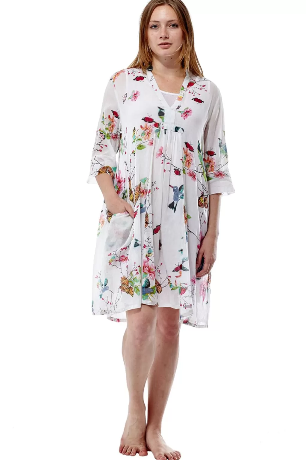 La Cera™ Floral Hummingbird Plus Size Sundress