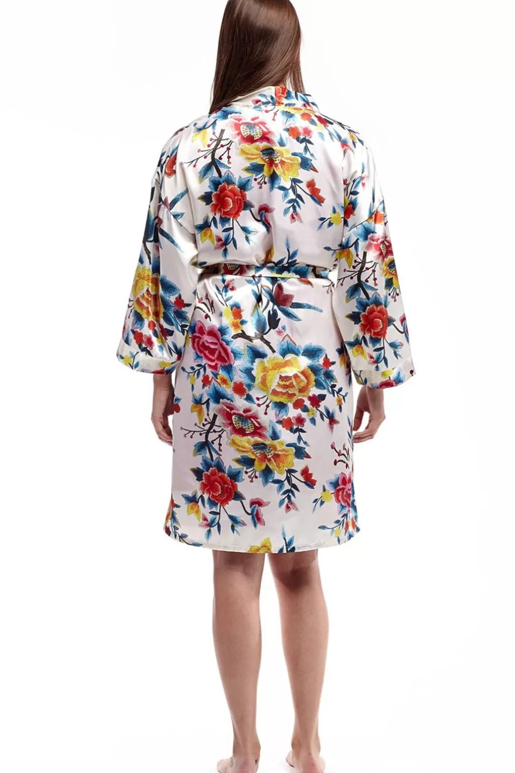 La Cera™ Floral Multi Colo Satin Robe