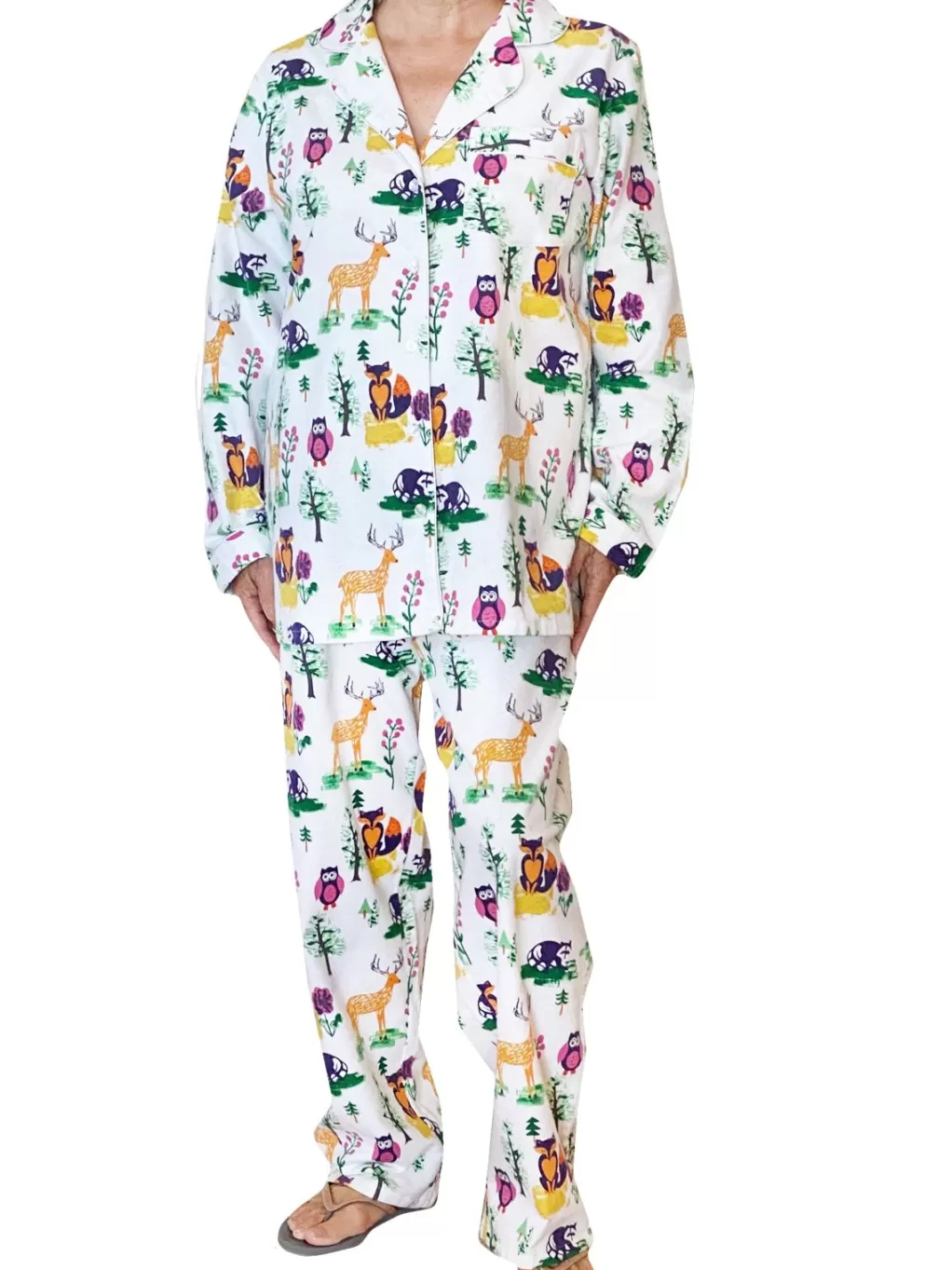 La Cera™ Forest Animal Flannel Pajama Set