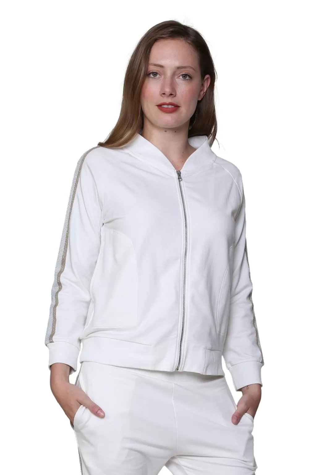 La Cera™ French Terry Cotton 2-Piece Zip-Front Track Pant Set