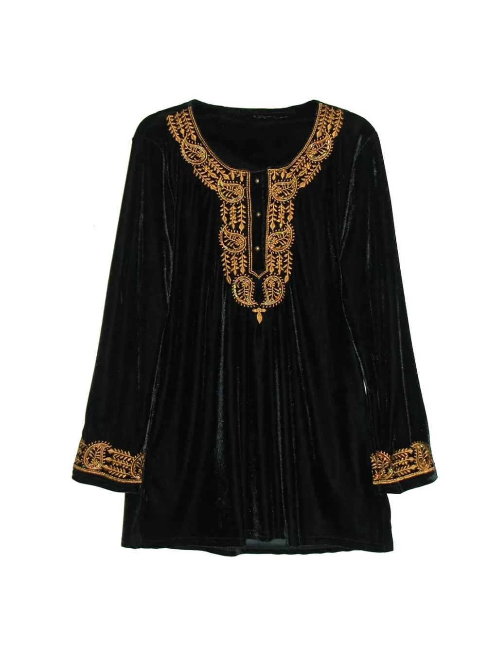 La Cera™ Gold Leaf Velour Plus Size Top