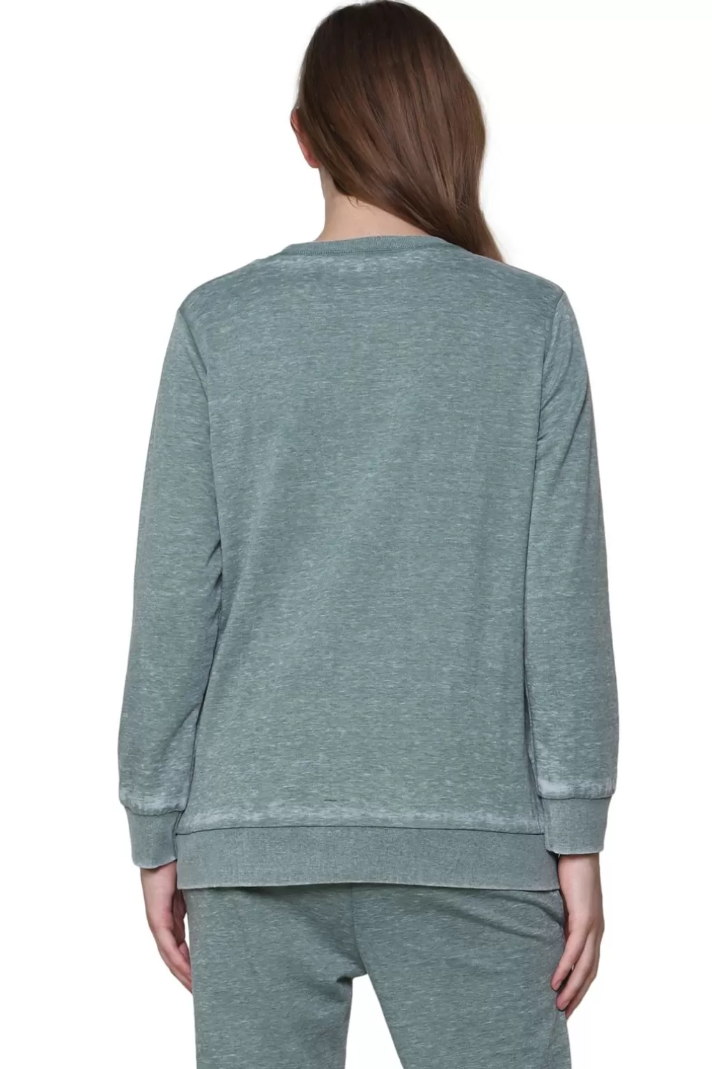 La Cera™ Heathered Crew Neck French Terry Sweatshirt