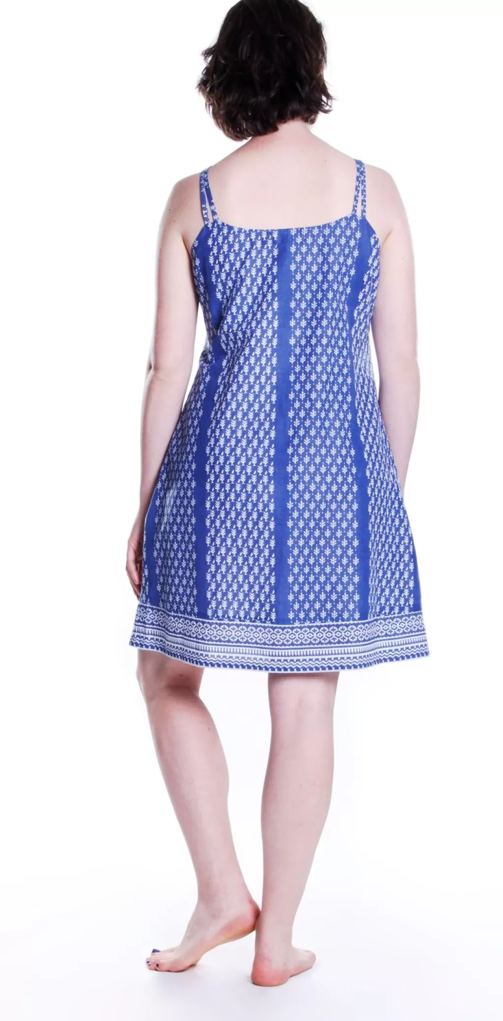 La Cera™ La Cera 100% Cotton Blue Batik Printed Chemise