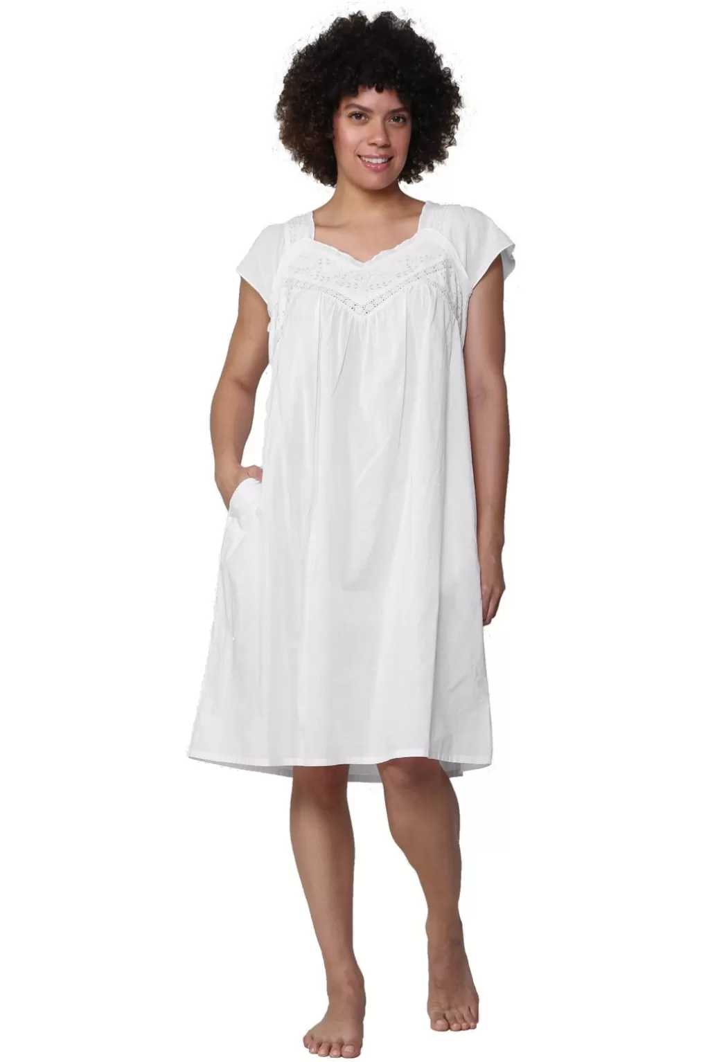 La Cera™ La Cera 100% Cotton Embroidered Sweetheart Chemise