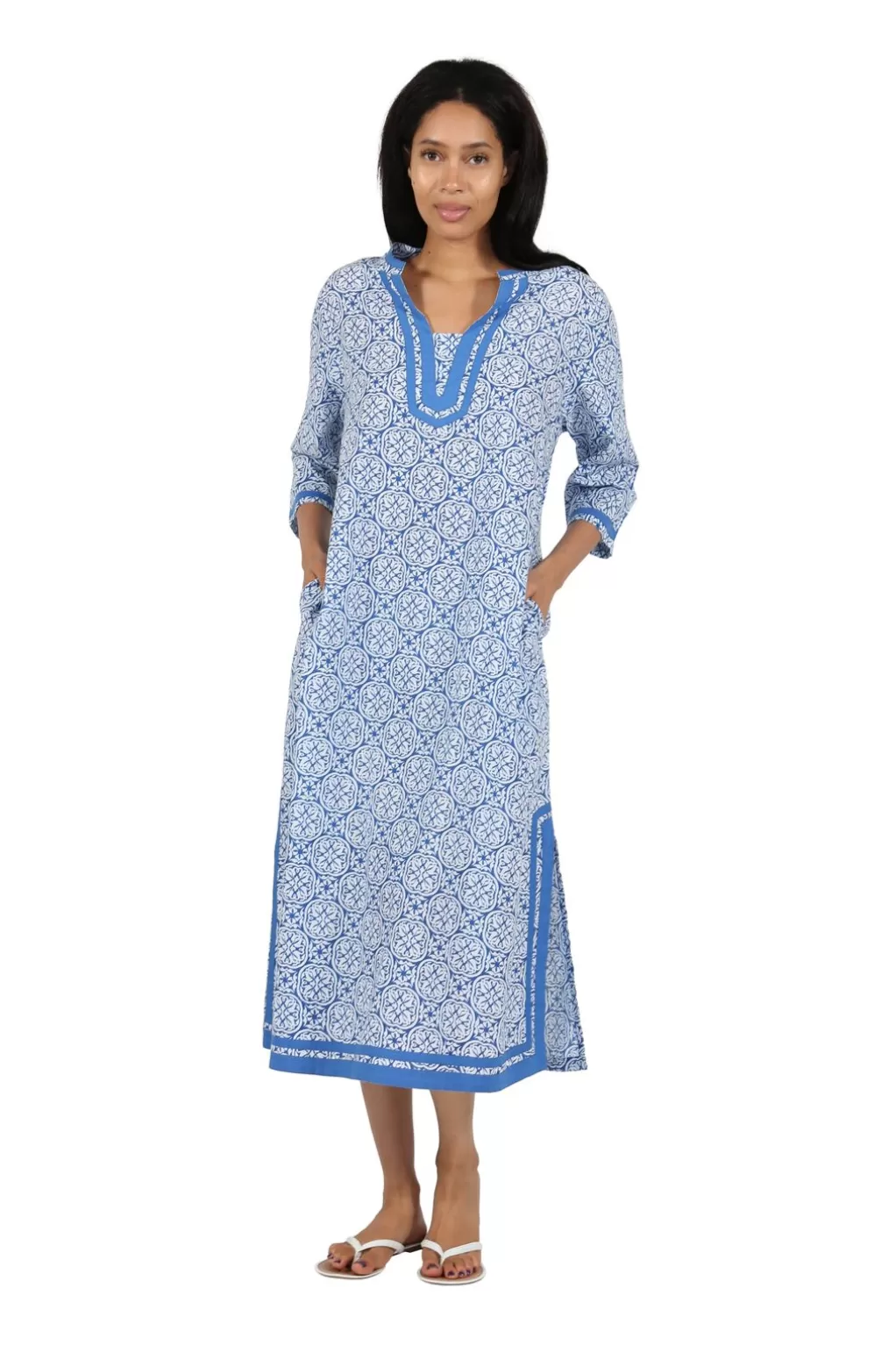 La Cera™ La Cera 100% Cotton Geo Printed Caftan