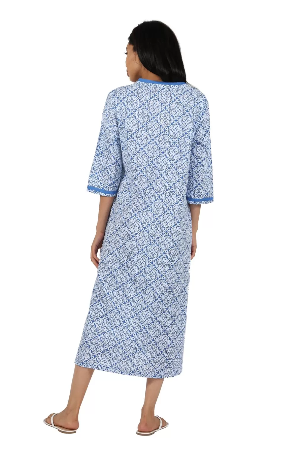La Cera™ La Cera 100% Cotton Geo Printed Caftan