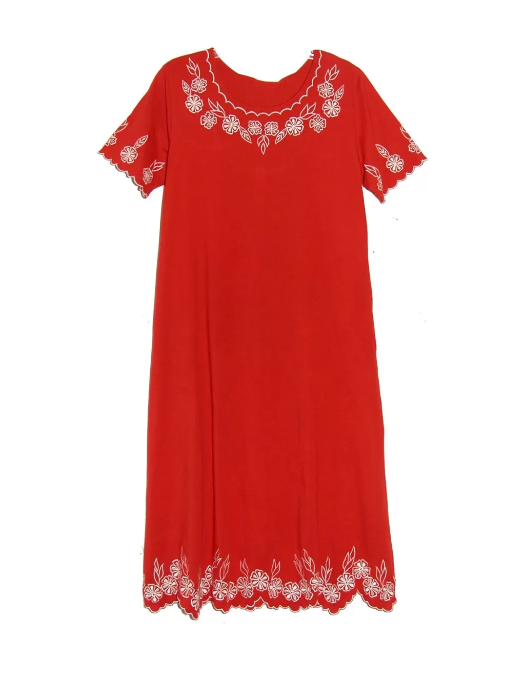 La Cera™ La Cera 100% Cotton Knit Embroidered A-Line Dress - Plus Size