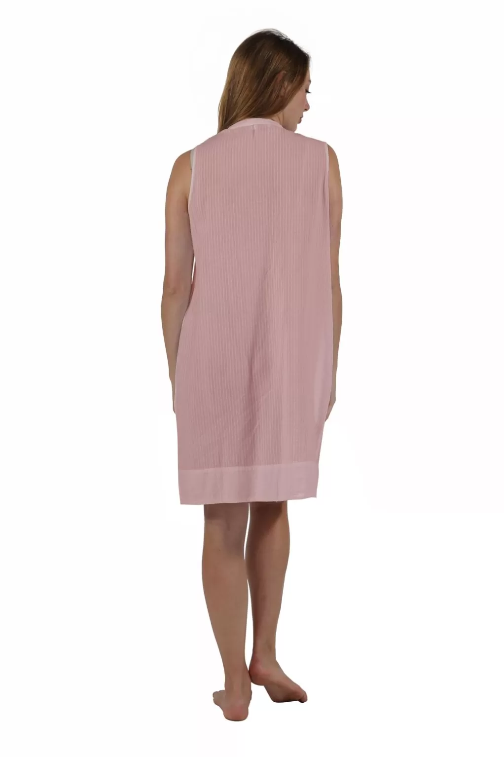 La Cera™ La Cera 100% Cotton Plus Size Leno Stripe Chemise