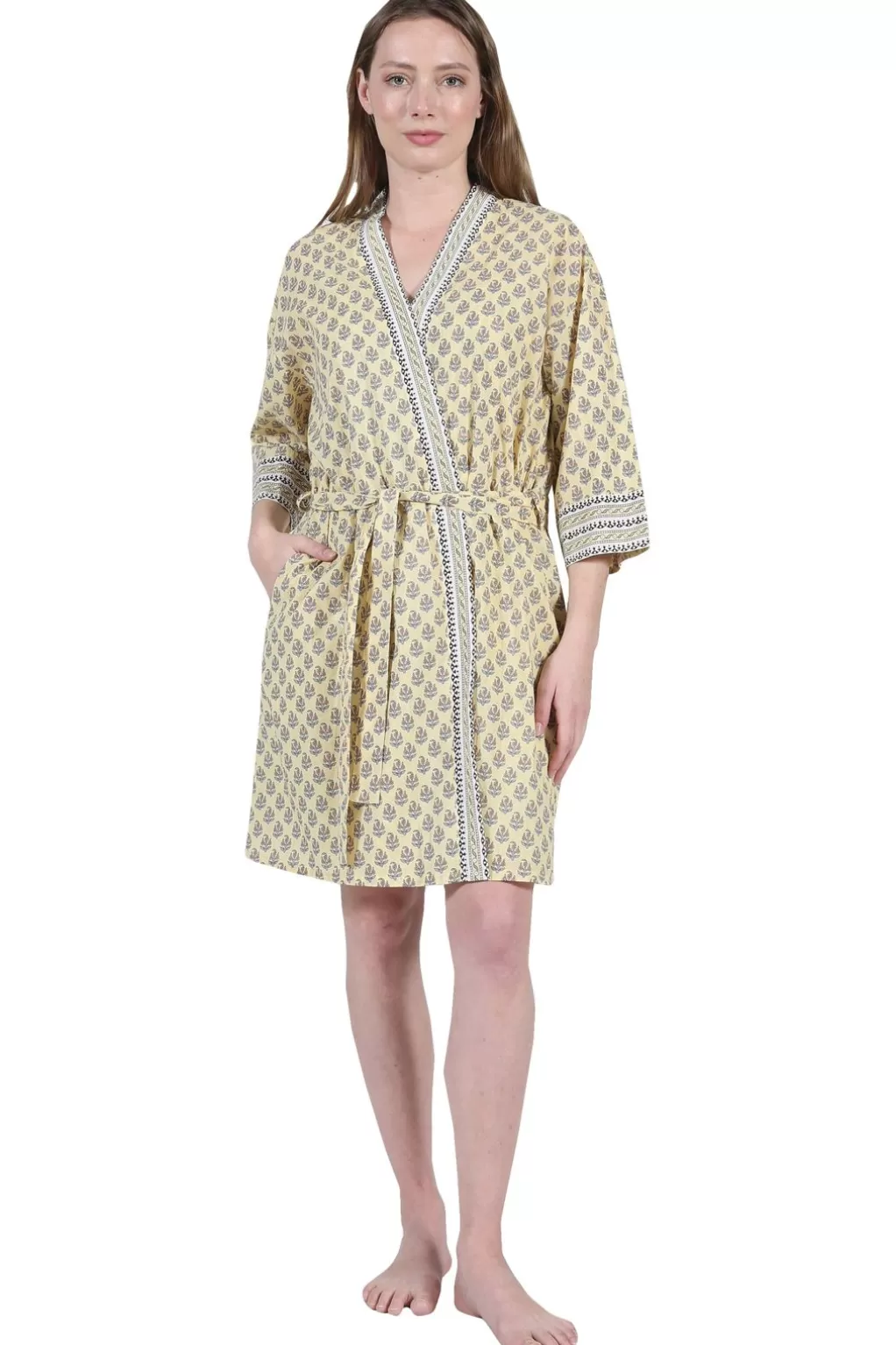 La Cera™ La Cera 100% Cotton Short Kimono Wrap