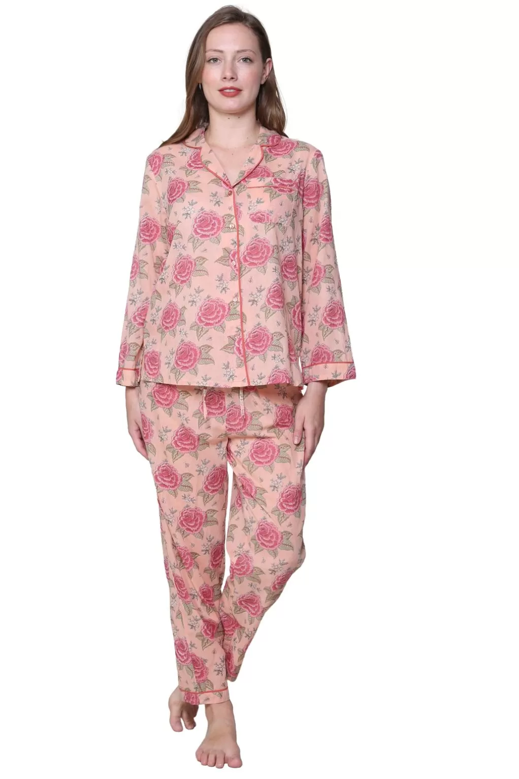 La Cera™ La Cera 3/4 Sleeve Cotton Pajama Set