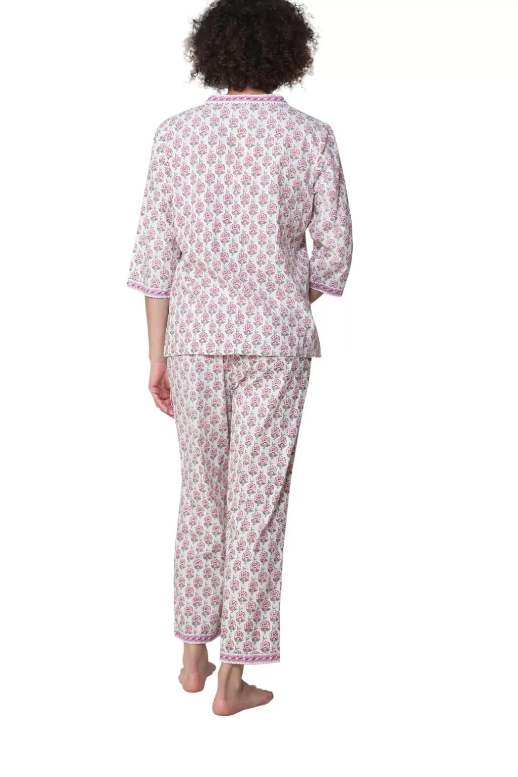 La Cera™ La Cera 3/4 Sleeve Pleat Front Capri Pajama Set