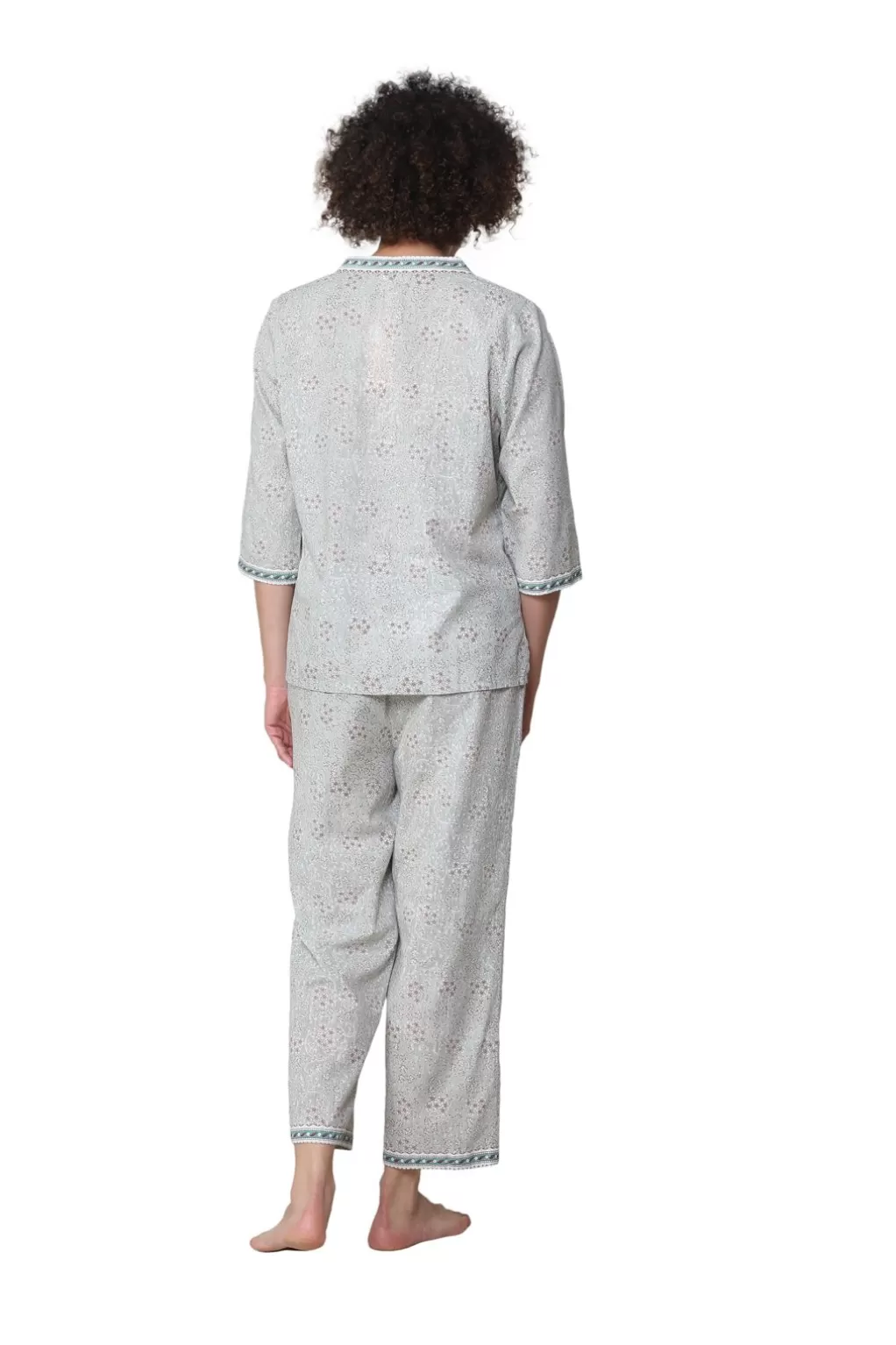 La Cera™ La Cera 3/4 Sleeve Pleat Front Capri Pajama Set