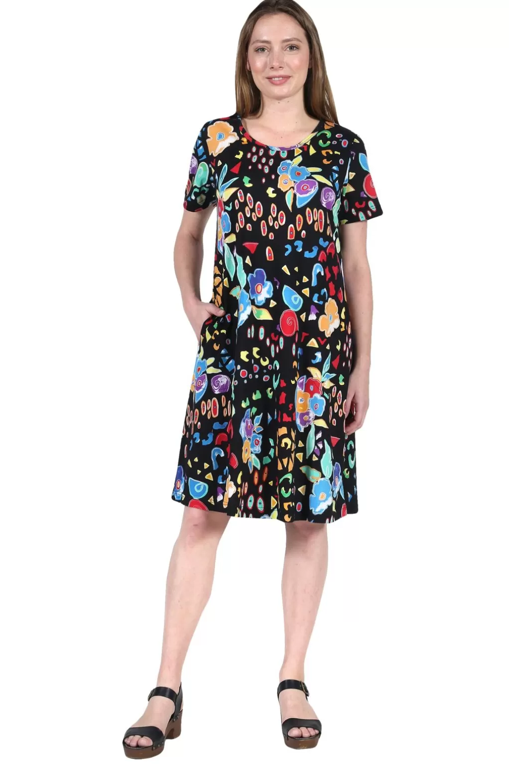 La Cera™ La Cera Abstract Floral Print Cotton Dress