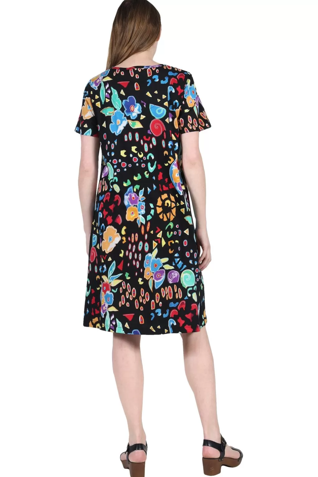 La Cera™ La Cera Abstract Floral Print Cotton Dress