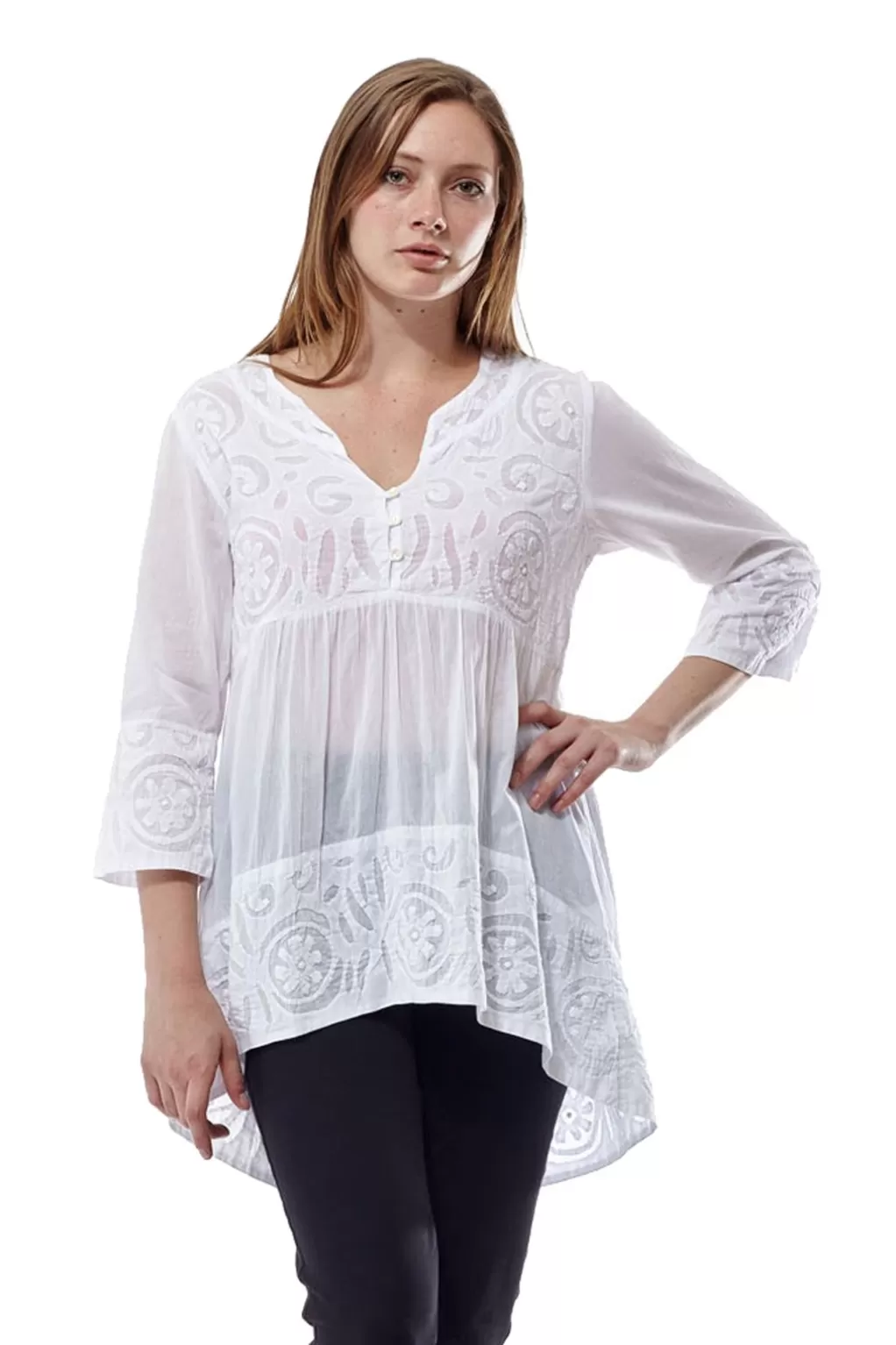 La Cera™ La Cera Applique Trimmed Tunic Top