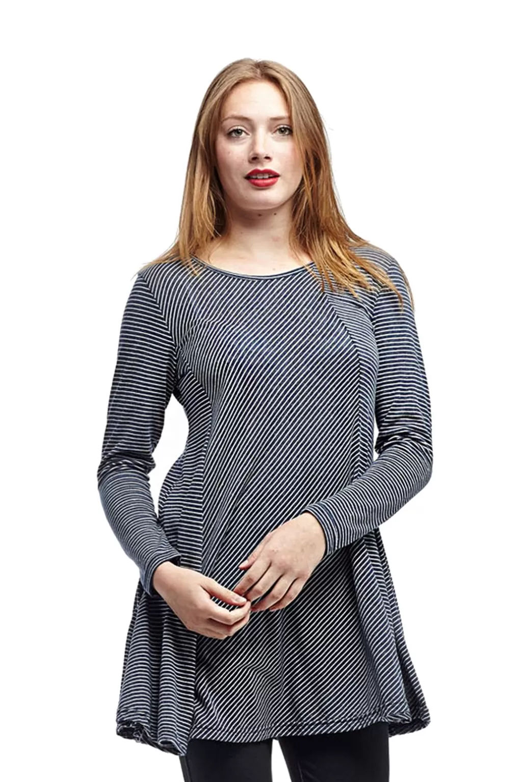 La Cera™ La Cera Asymmetrical Striped Tunic Top