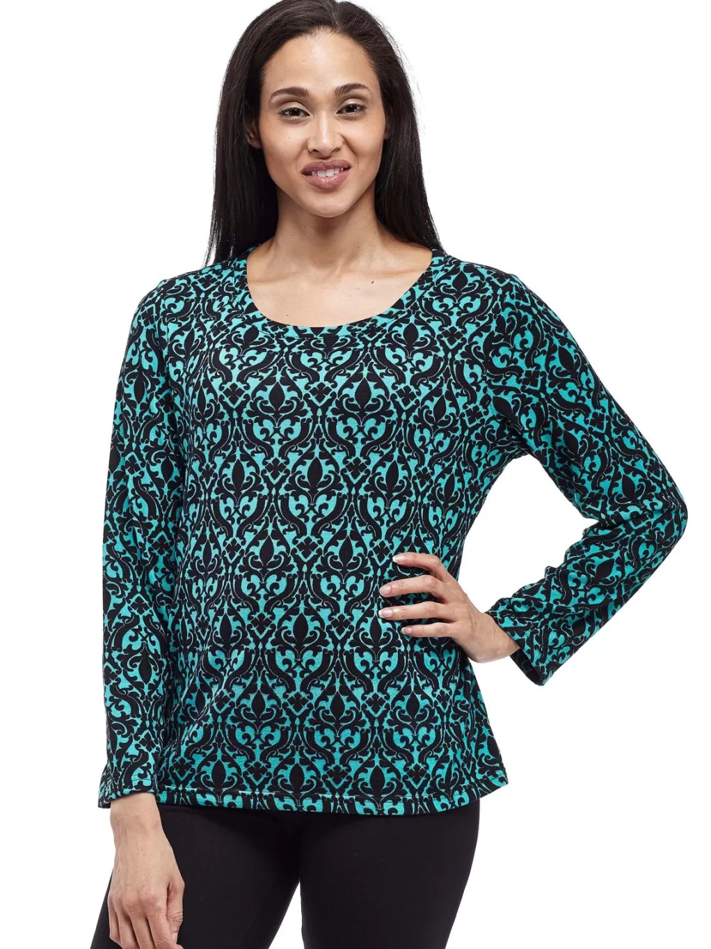 La Cera™ La Cera Baroque Print Pullover Top