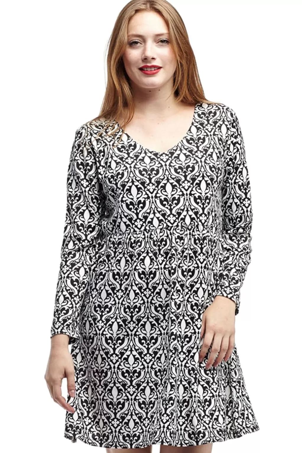 La Cera™ La Cera Baroque Print Pullover Tunic Top